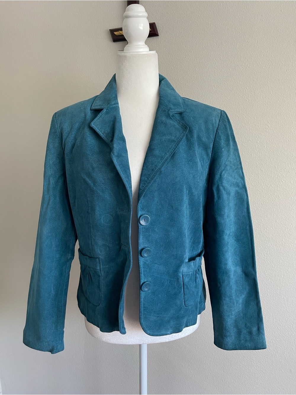 Petite Sophisticate Teal Suede Blazer
